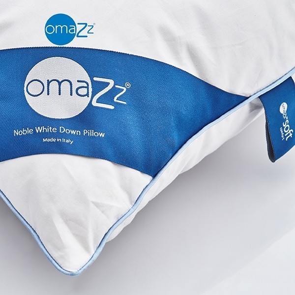 Omazz รุ่น โนเบิล ไวท์ ดาวน์ คอลเล็คชั่น (Solf) หมอนหนุนขนห่าน ไวท์ กูส ดาวน์ 100% น้ำหนัก 800 กรัม มอบสัมผัสแห่งการนอนที่นุ่มสบายและหรูหราเหนือระดับ