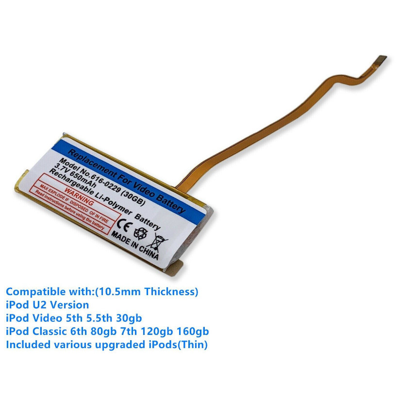 5pcs Internal Li Ion Polymer 650mAh Battery Replacement For Ipod 5th - Foto 10