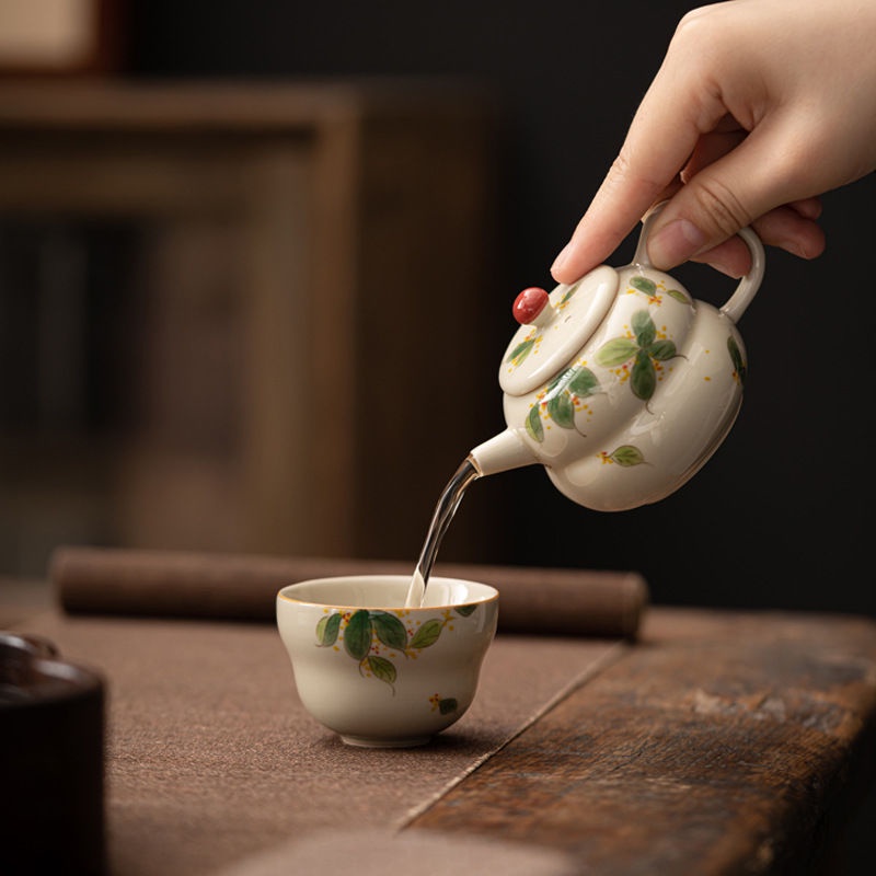 มือวาดหอมหวาน-osmanthus-fulu-กาน้ำชาเซรามิค-kung-fu-ชุดชาชา-sketch-หม้อ-underglaze-สีในครัวเรือน-master-ถ้วยถ้วยชา