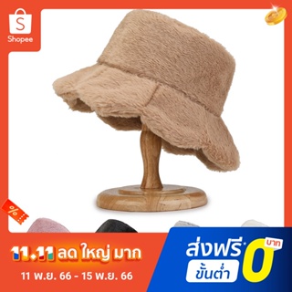 Pota One Size Winter Bucket Hat Women Accessories Bucket Hat Plush Winter Cap Streetwear Solid Color