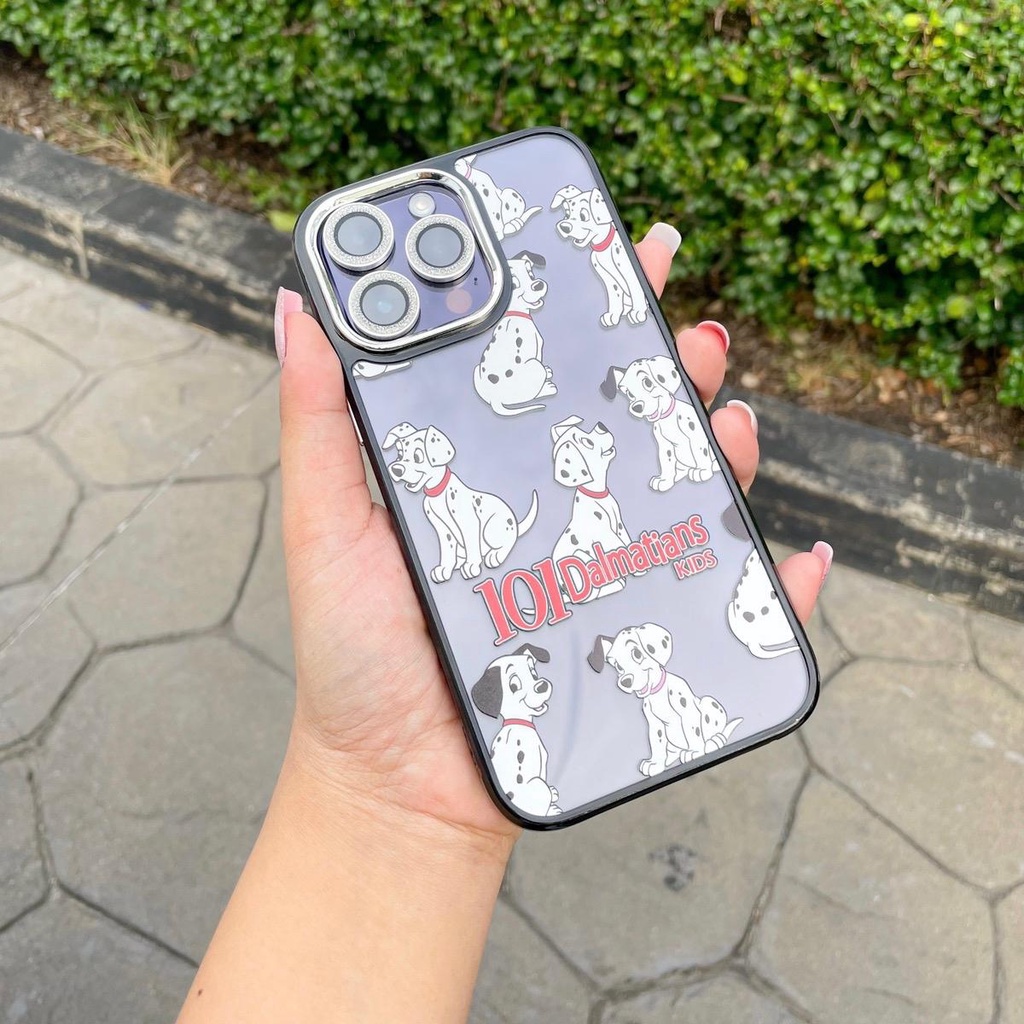 c303-พร้อมส่งในไทย-เคสไอโฟน-iphone-เคสลูกหมาจุดเด็กๆหลังใส-ขอบดำ