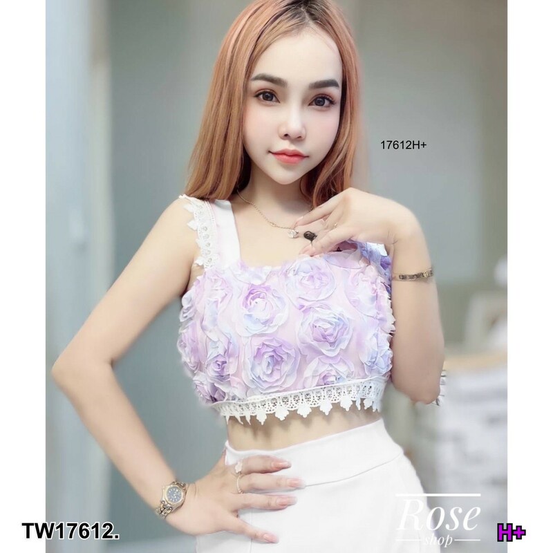 Garden SET 2 ชิ้น เสื้อครอปปักดอกไม้ + กางเกงกระโปรง Shopee Thailand