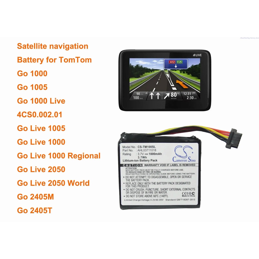 M3OT 1000mAh Battery AHL03711018, VF1C for TomTom Go 1000, 1000 Live ...