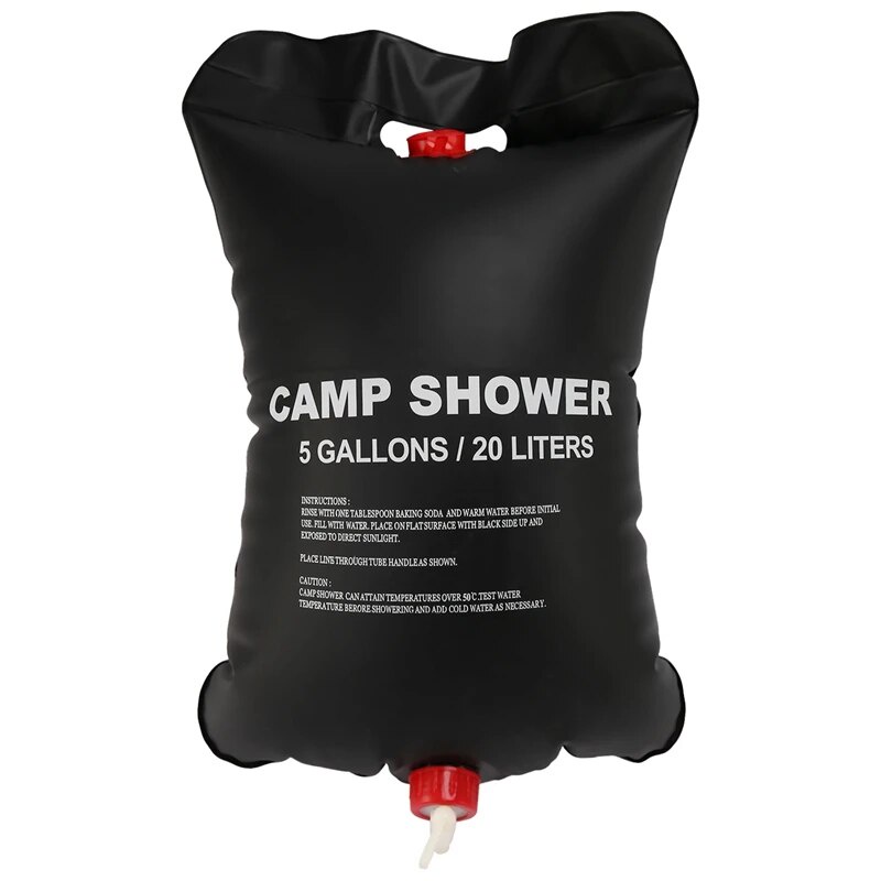 75k 2 X 20L Camping Shower Bag- Portable Solar Heated 5 Gallon/20 Litre ...