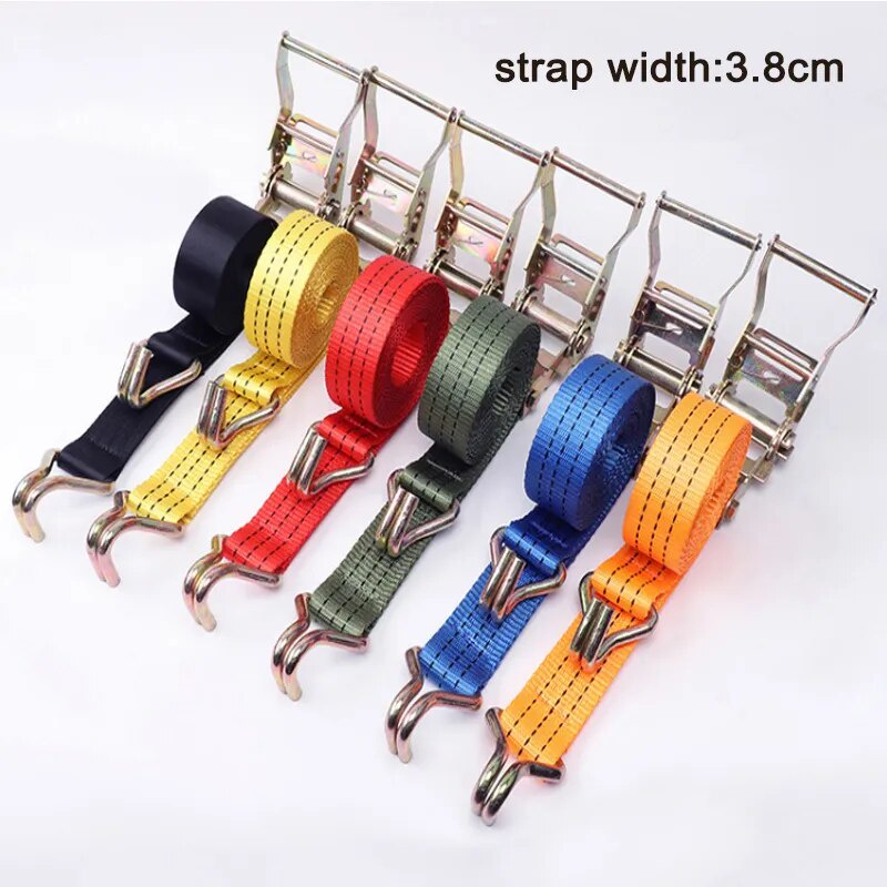 77k Car Truck Straps Cargo Binding Belt Double Hook Tensioner Tying
