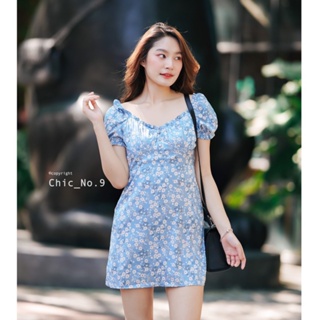 Chic No.9 : ชุดเดรส Dress - Fungus Short Blue👋ปัดซ้ายที่รูปเพื่อดูขนาดสินค้า