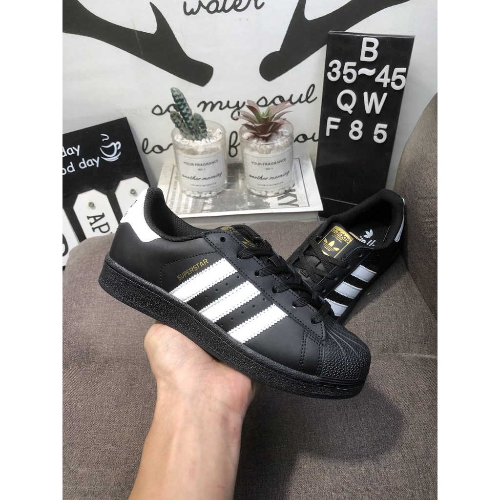 Adidas Originals Superstar รองเท้าวิ่งกันลื่น รองเท้าผ้าใบ Shell Head ...