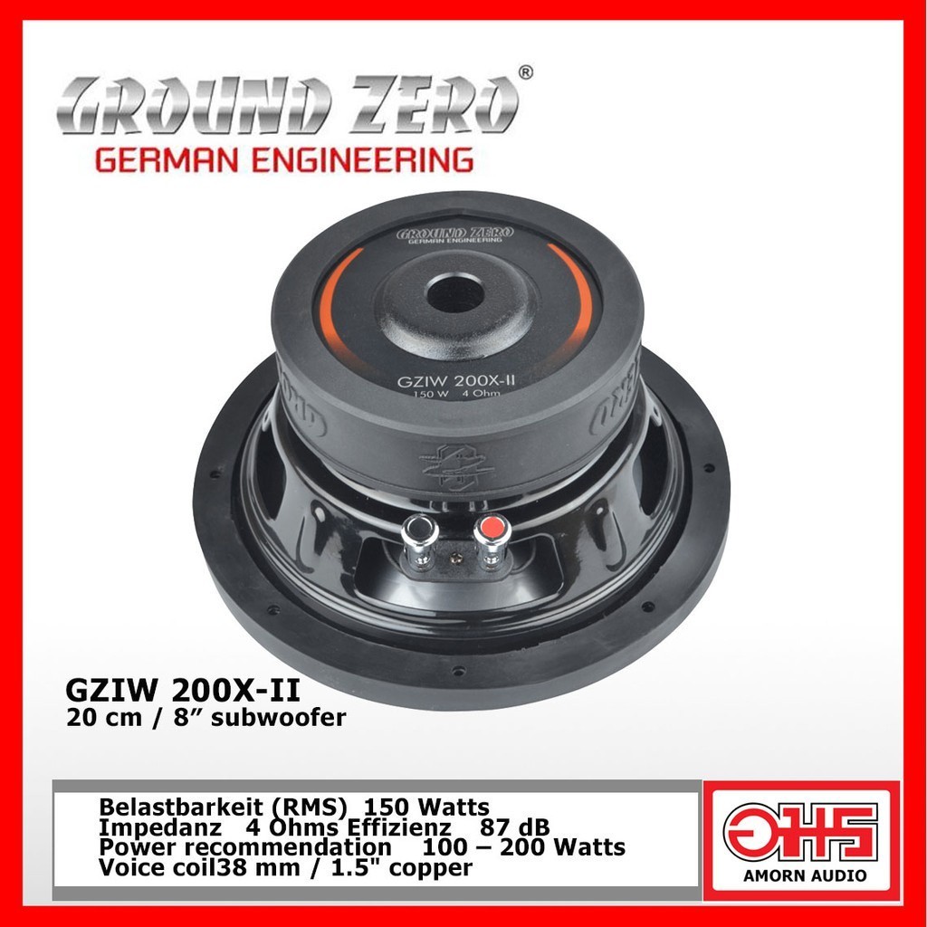 GROUND ZERO GZIW 200 / GZIW 200X-II subwoofer 20 cm / 8