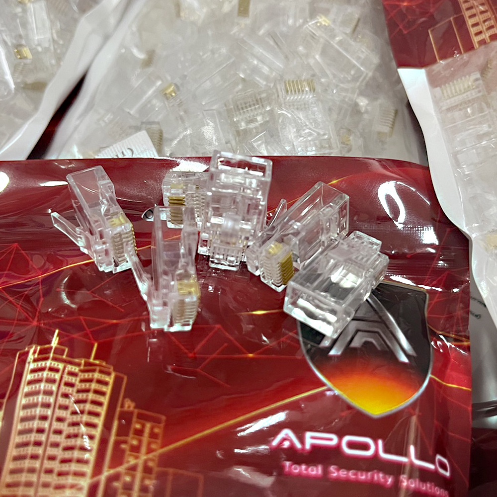 apollo-หัวแลน-lan-rj45-cat5e-รุ่น-ajc-01-100ชิ้น-สำหรับเข้าเข้าสายแลน-network-กล้องวงจรปิด-cctv