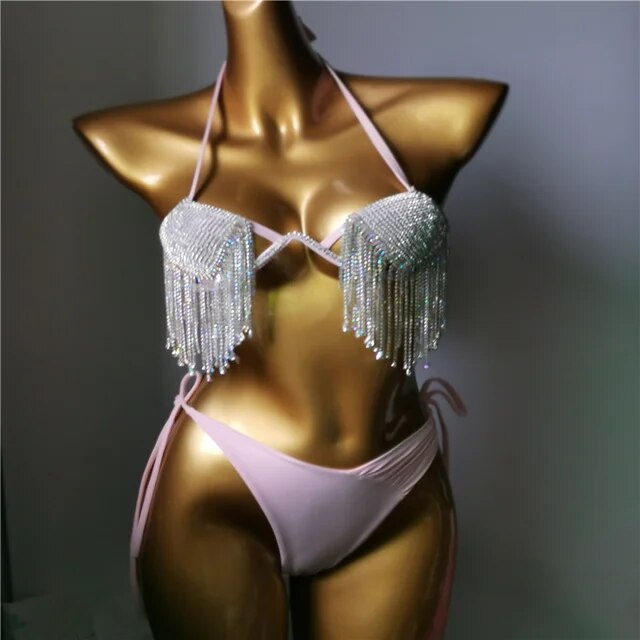 12i 2022 Venus Vacation Rhinestone Diamond Tassels Bikini Set Popular