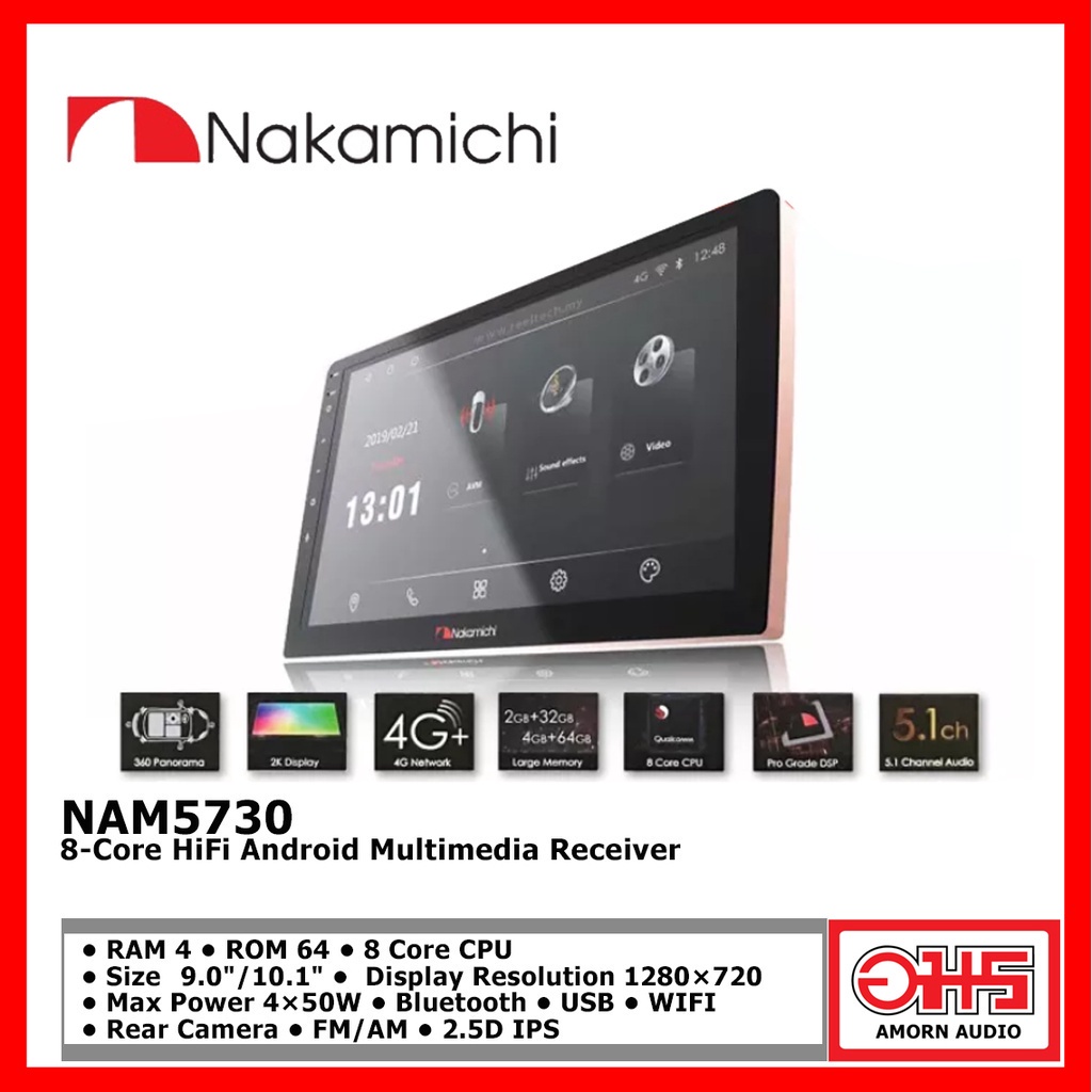 nakamichi-nam5730-วิทยุจอแอนดรอยด์รถยนต์-i-9-10-i-8-core-cpu-i-ram-4-rom-64-i-dsp-i-full-hd