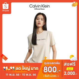 CALVIN KLEIN เสื้อยืดผู้หญิง ทรง Regular รุ่น J219146 ACF - สีเบจ