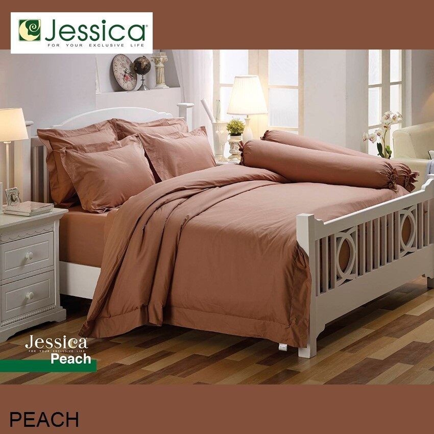 Jessica เจสสิก้า ผ้าปูที่นอน (ไม่รวมผ้านวม) 3.5ฟุต 5ฟุต 6ฟุต สีส้มพีช ...