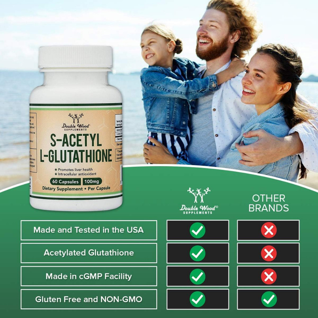 double wood s acetyl glutathione Double Wood S-Acetyl L-Glutathione 100mg , 60 Capsules (SKU.2159)