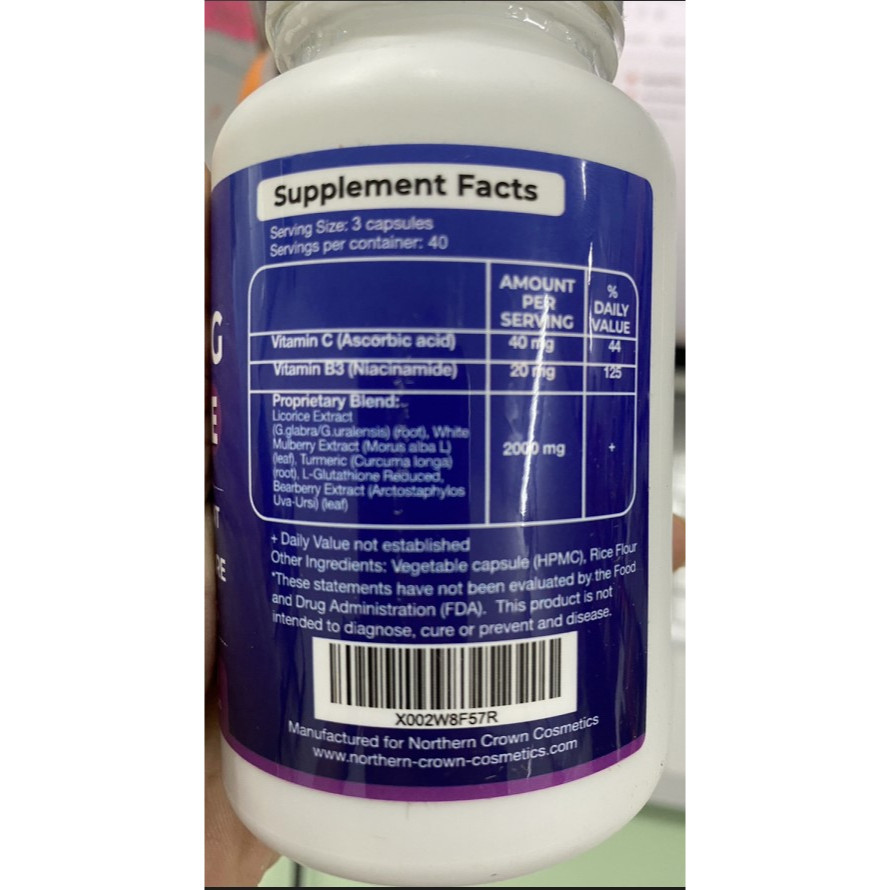 กลูต้าไธโอน Glutathione 120 Caps , Effective Skin Lightening Supplement  (Sku.2071)