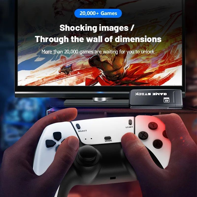 Pro Game Stick 4K HDMI HD คอนโซลวิดีโอ 2.4G ตัวควบคุมไร้สาย สําหรับ PS1 ...