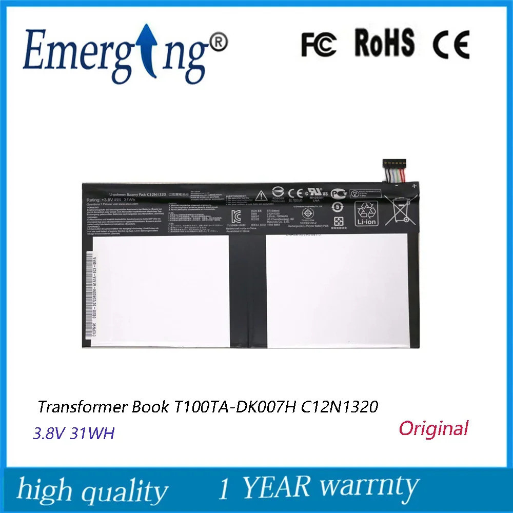 K KYUER 31Wh C12N1320 Laptop Batteria per Asus Transformer Book T100 T100T T100TA T100TAL T100TAF T100TAM T100TAR T101TA T101TAH H100TA H100TAF R104T R104TA R104TAM R104TAF T100TA-C1-GR DK002H Tablet