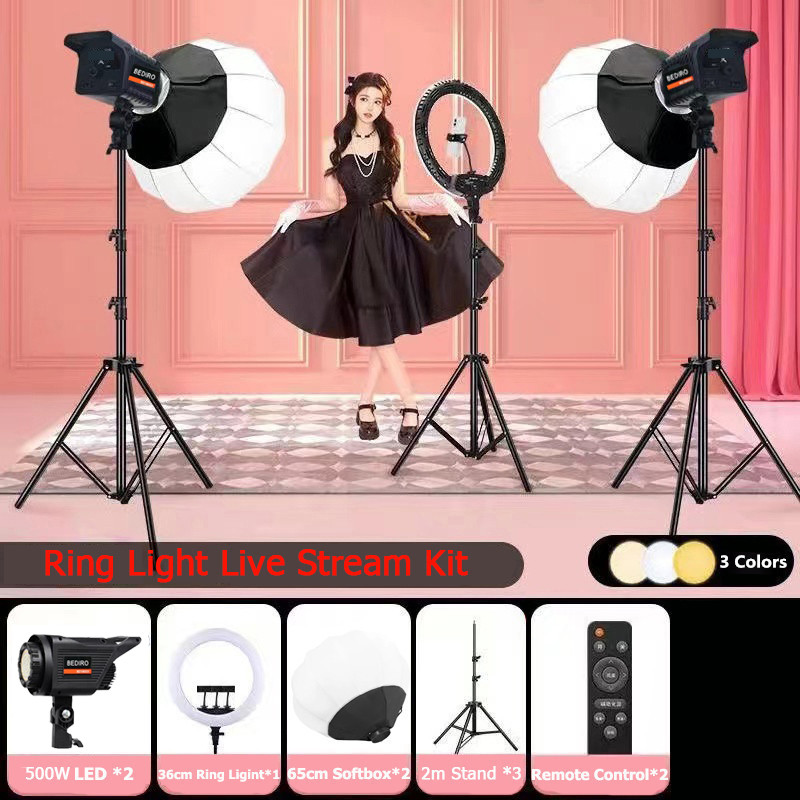 36cm Ring Light Lighting Live Stream Kit with ไฟไลฟ์สด 500W LED ไฟถ่าย ...