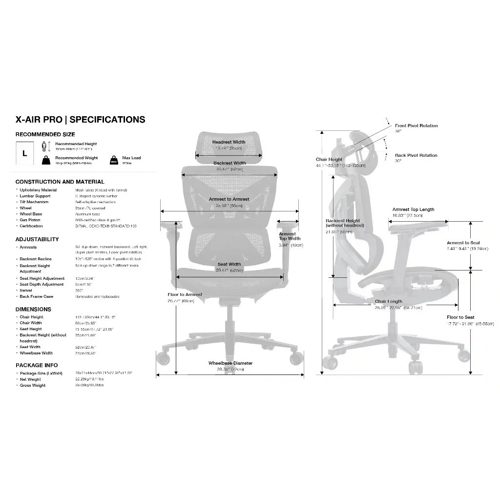 Anda Seat รุ่น AD-WY-01 X-Air Mega / Pro Ergonomic Gaming Chair เก้าอี้เกมมิ่งเพื่อสุขภาพ ปรับได้เต็มรูปแบบ วัสดุตาข่ายระบายอากาศเยี่ยม