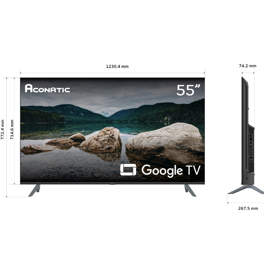 ACONATIC รุ่น 55US700AN สมาร์ททีวี Google TV 55 นิ้ว ความละเอียด UHD 4K จอไร้ขอบ Frameless Design พร้อม Voice Control รับประกัน 3 ปี