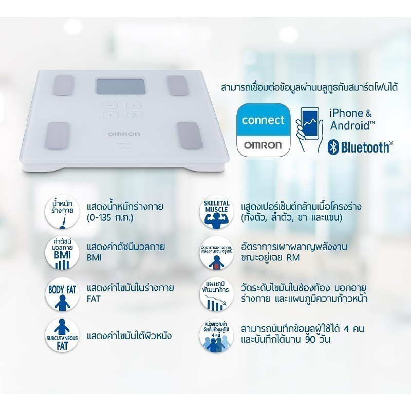 Omron HBF-222T เครื่องวัดองค์ประกอบร่างกาย Body Composition Monitor เครื่องชั่งน้ำหนัก