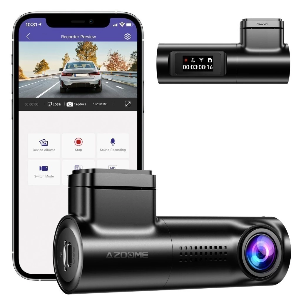 AZDOME M330 กล้องติดรถ 1080P Full HD มุมกว้าง 150 องศา WIFI ทนแดดสูงด้วย Capacitor รับประกัน 1 ปี