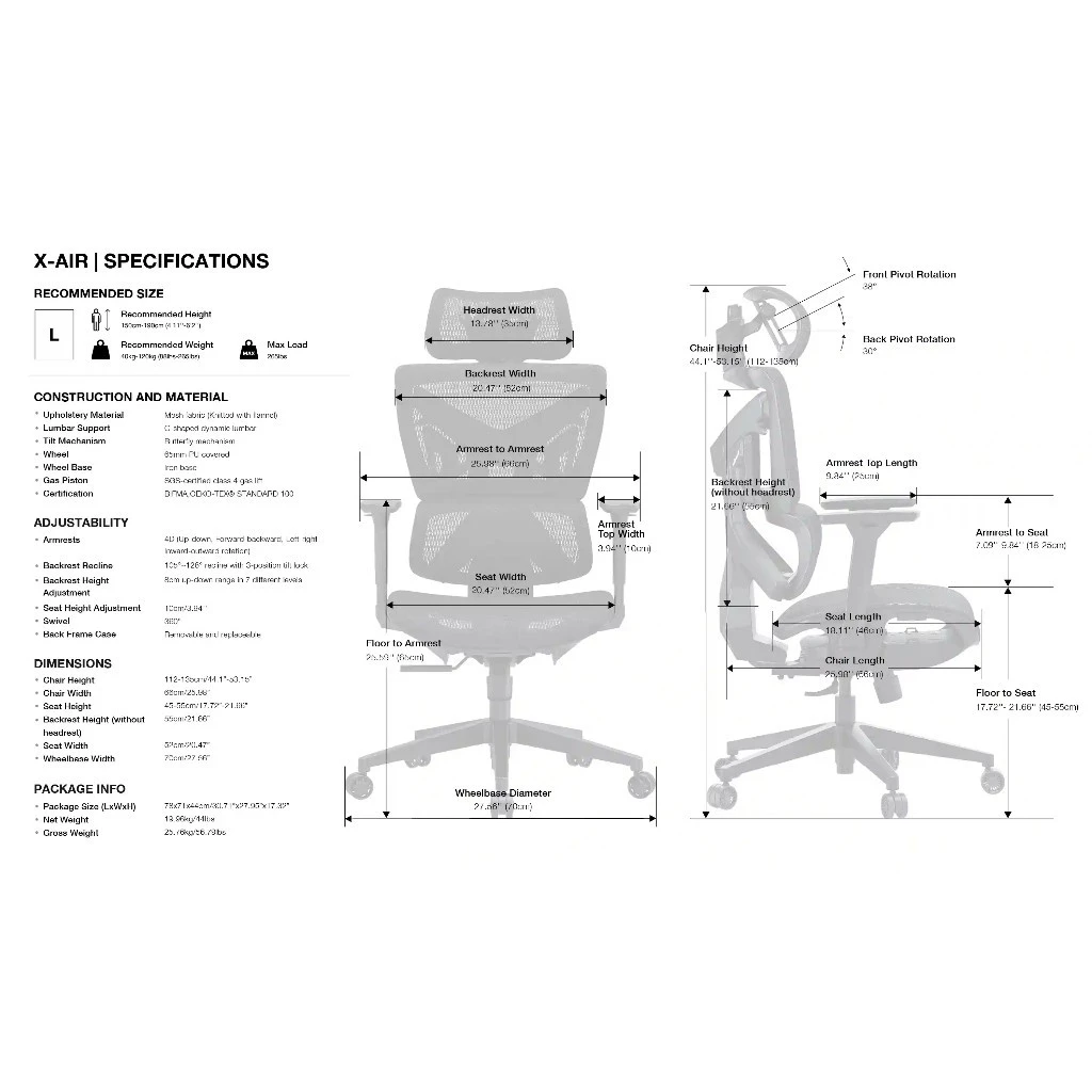 Anda Seat รุ่น AD-WY-01 X-Air Mega / Pro Ergonomic Gaming Chair เก้าอี้เกมมิ่งเพื่อสุขภาพ ปรับได้เต็มรูปแบบ วัสดุตาข่ายระบายอากาศเยี่ยม