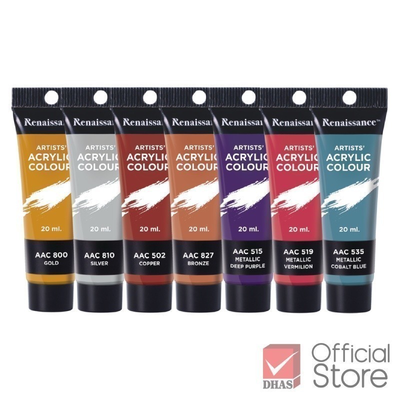 Renaissance สีอะคริลิค 20 มล. สีเมทัลลิก (Metallic) 7 เฉดสี จำนวน 1 ...