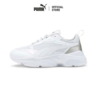 PUMA BASICS - รองเท้าผ้าใบผู้หญิง Cassia Distressed สีขาว - 38764502