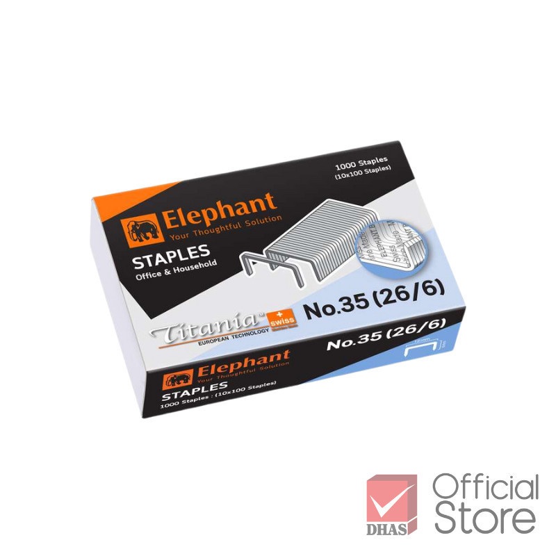 Elephant ลวดเย็บกระดาษ ไททาเนีย No.35 (26/6) จำนวน 1 กล่อง
