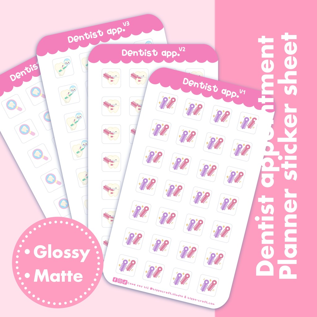 4 แบบ Dentist appointment | Planner sticker sheet นัดพบหมอฟัน แพลนเนอร์ ...