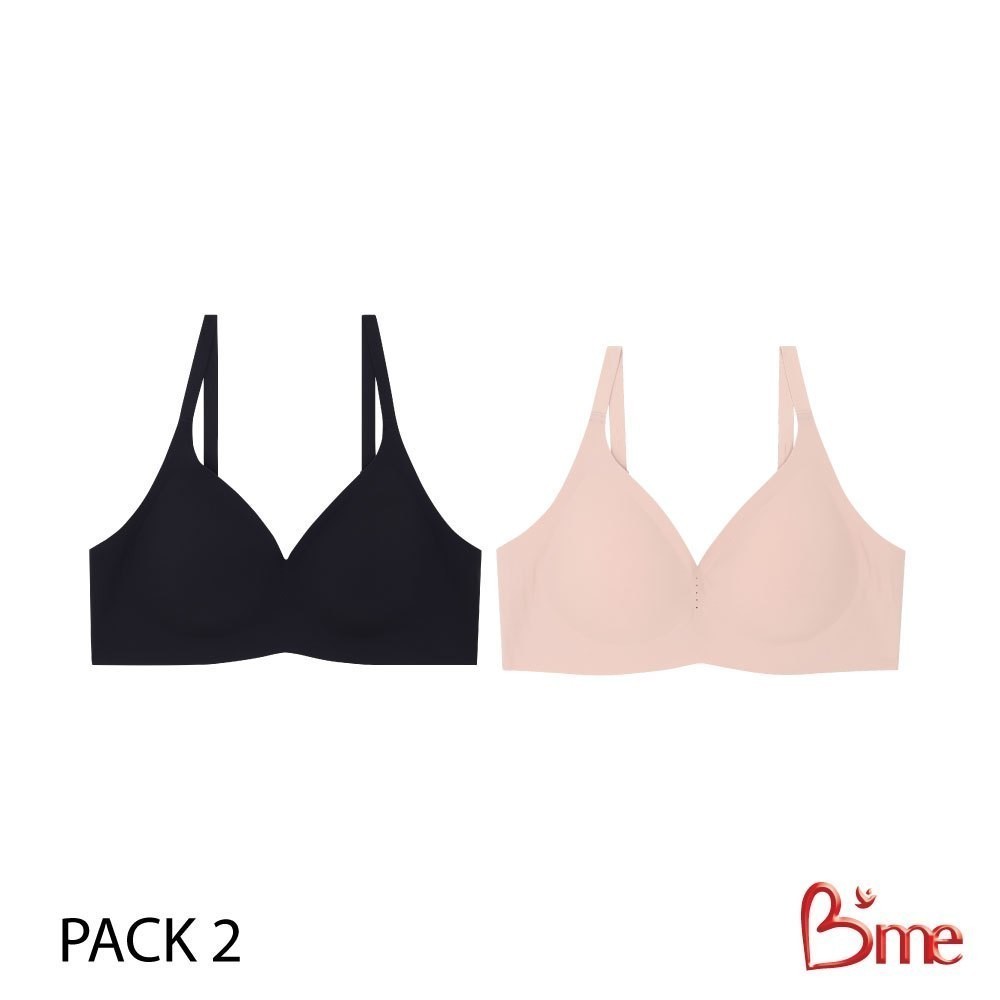 B’me เสื้อชั้นในไร้ขอบ level 1 ฟองบาง รุ่น ME1A3E (แพ็ก 2 ตัว) สีครีม สีเทา สีเบจ สีดำ,คละสี New M.4