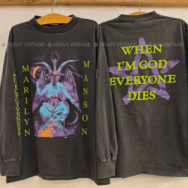 T-shirt Vintage Marilyn Manson XL Manches Longues - Collection 1996 Winterland 'When I'm God'