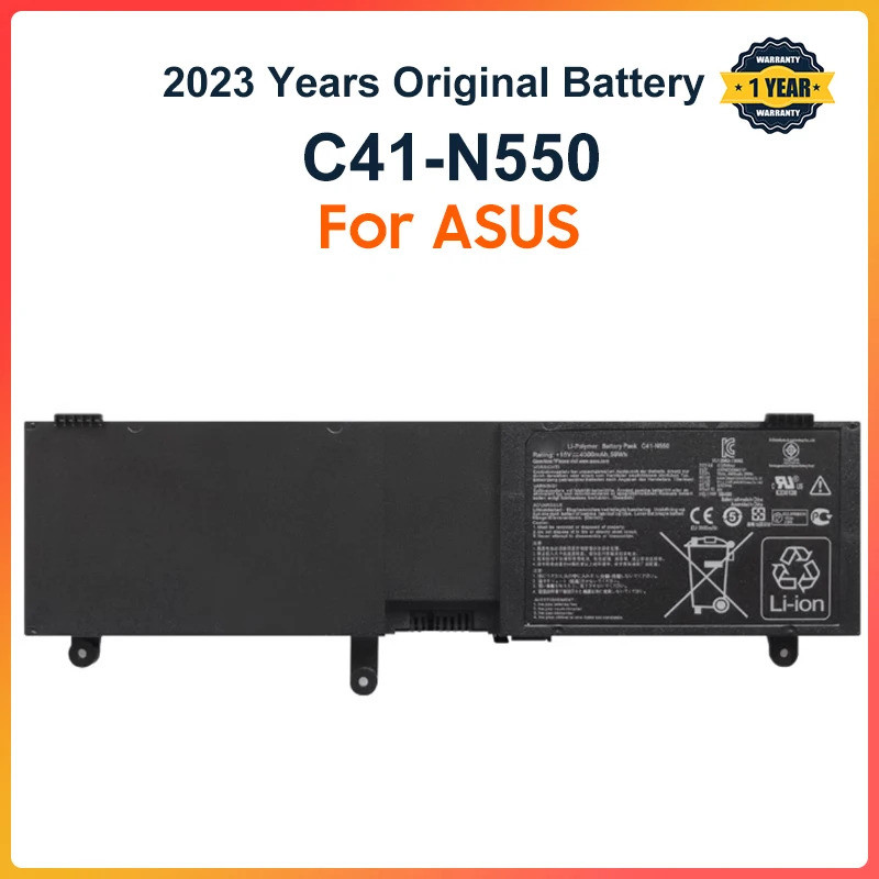 แบตเตอรี่แล็ปท็อป C41-N550สำหรับ ASUS N550 N550J N550JA N550JV 90WH ...