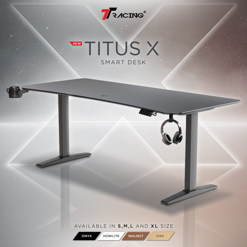 TTRacing Titus X Smart Desk โต๊ะคอม ดีไซน์ล้ำ ปรับระดับความสูงได้ หน้าโต๊ะกว้าง ขอบไร้เหลี่ยม ทนทาน