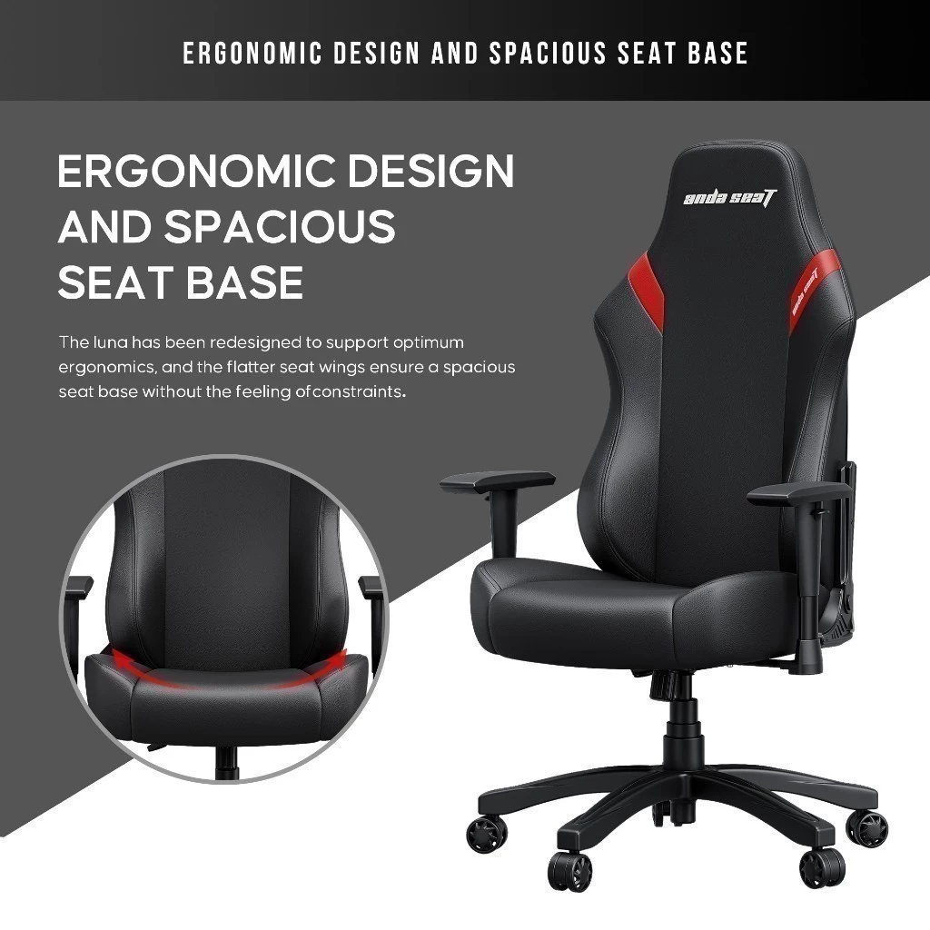 Anda Seat รุ่น AD18-44 Luna Premium Gaming Chair Black เก้าอี้เกมมิ่งเพื่อสุขภาพ Ergonomic E-Sport ออกแบบตามหลักสรีรศาสตร์ นุ่มสบายเกรดพรีเมี่ยม