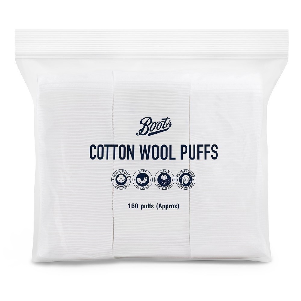 Boots Cotton Wool Puffs 160 Puffs บู๊ทส์ คอทเทิน วูล พัฟส์ 160 แผ่น (สำลีแผ่น) - 2
