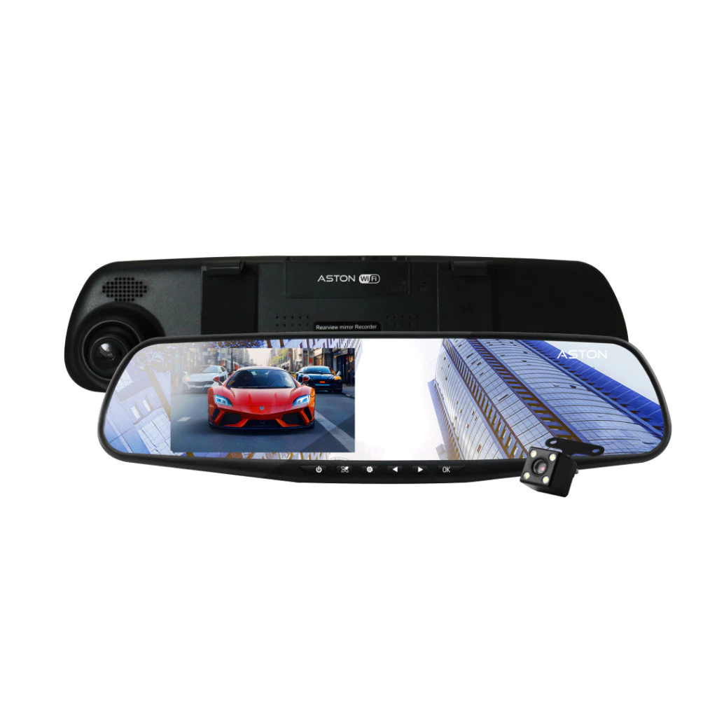Aston Super 9 Wifi กล้องติดรถยนต์ทรงกระจก Wifi ในตัว ดูออนไลน์ได้ รุ่นอัพเกรด2024 ความคมชัด FHD รับประกันสินค้า 1 ปี
