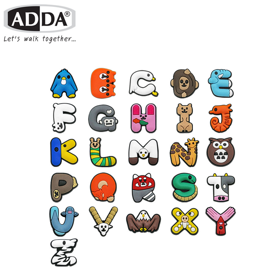 ADDA ตัวติดรองเท้า ลายการ์ตูน ตัวอักษรภาษาอังกฤษ A-Z  รุ่น JB00A-Z
