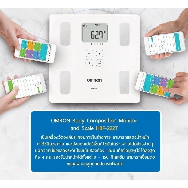 Omron HBF-222T เครื่องวัดองค์ประกอบร่างกาย Body Composition Monitor เครื่องชั่งน้ำหนัก