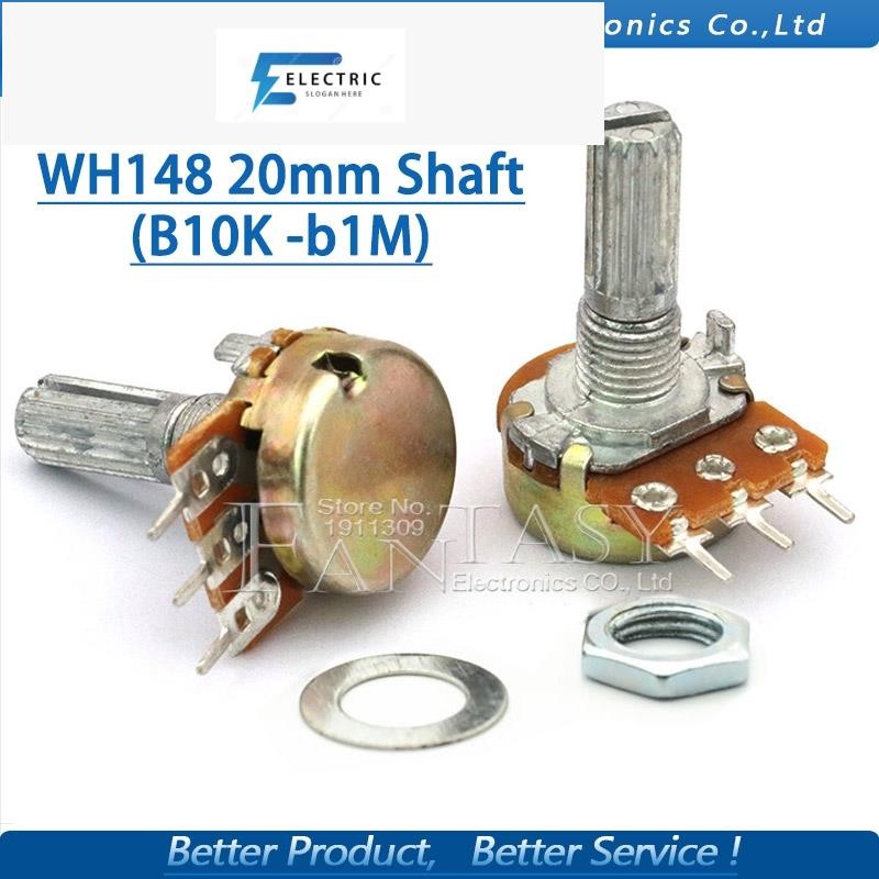 5pcs WH148 20mm Dual Stereo Potentiometer B1K B2K B5K B10K B20K B50K ...