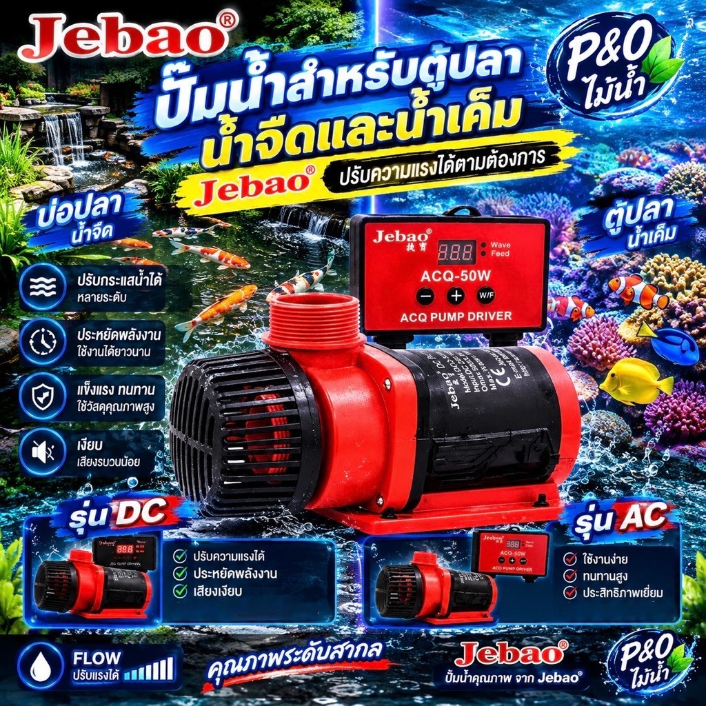 ปั๊มน้ำ ตู้ปลา JEBAO DCQ-ACQ3500/5000/6000/8000/10000 Marine DC