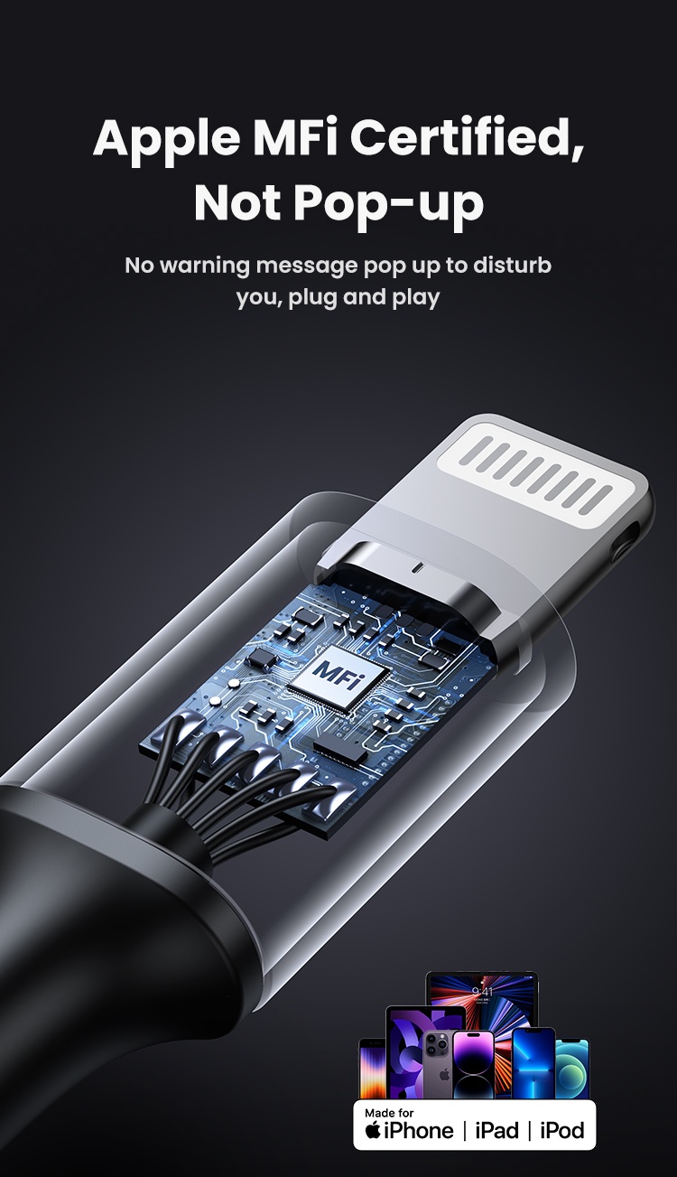 ภาพประกอบคำอธิบาย Ugreen สายชาร์จ USB C เป็น Lightning 36W PD ยาว 1 เมตร ชาร์จเร็ว สําหรับ iPhone 14 14 Pro Pro Max X XS XR 8 Macbook iPhone 14 14 Pro Pro Max