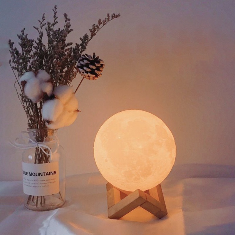ภาพประกอบคำอธิบาย โคมไฟตั้งโต๊ะ Led รูปดวงจันทร์ โคมไฟดวงจันทร์ ไฟตกแต่ง ไฟตกแต่งห้อง