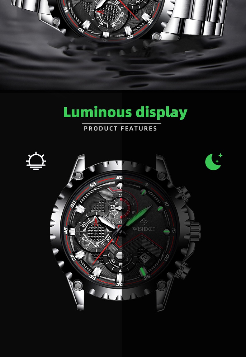 คำอธิบายเพิ่มเติมเกี่ยวกับ [COD] WISHDOIT นาฬิกาผู้ชาย นาฬิกาข้อมือผู้ชาย นาฬิกาข้อมือ สายโลหะ สายนาฬิกา สำหรับผู้ชาย นาฬิกา กันน้ำ นาฬิกาแฟชั่น Men's Watch Waterproof 100%Original [WSD-017]