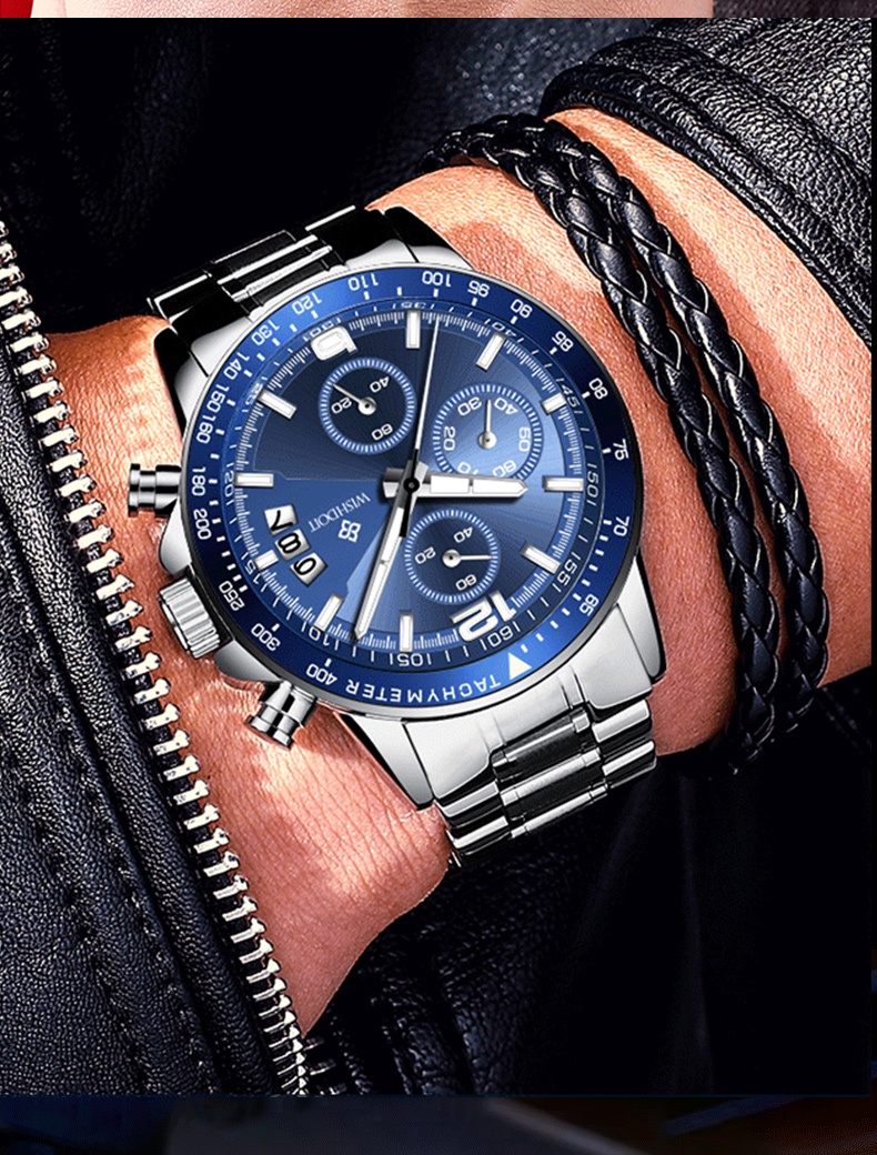 มุมมองเพิ่มเติมเกี่ยวกับ [100%ของแท้] WISHDOIT นาฬิกาผู้ชาย นาฬิกาข้อมือผู้ชาย นาฬิกาข้อมือ สายโลหะ สายนาฬิกา สำหรับผู้ชาย นาฬิกา กันน้ำ นาฬิกาแฟชั่น Men's Watch Waterproof 100%Original [WSD-02L]