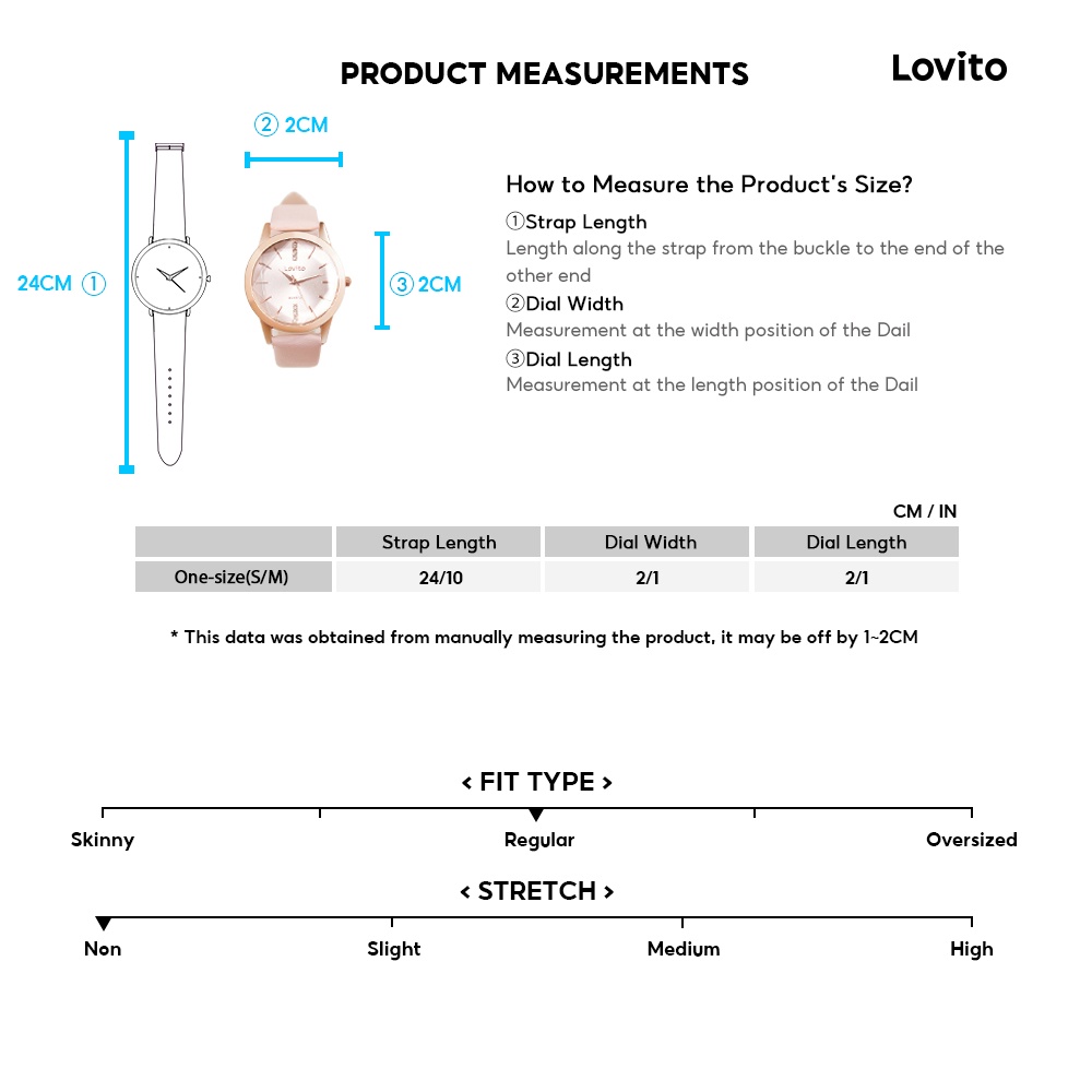 ภาพประกอบคำอธิบาย Lovito นาฬิกาข้อมือควอตซ์ ประดับไรน์สโตน สไตล์ลำลอง L004011 (สีชมพู)