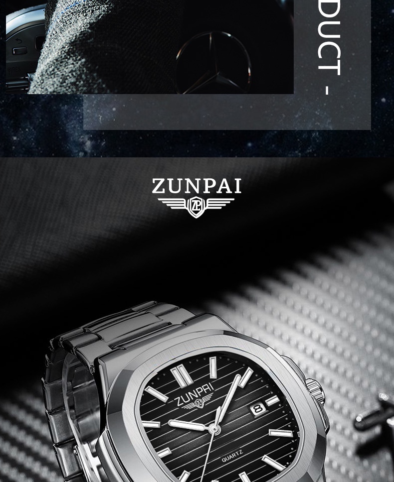 ภาพอธิบายเพิ่มเติมของ WISHDOITZUNPAI นาฬิกาผู้ชาย นาฬิกาข้อมือผู้ชาย นาฬิกาข้อมือ สายโลหะ สายนาฬิกา สำหรับผู้ชาย นาฬิกา กันน้ำ นาฬิกาแฟชั่น Men's Watch Waterproof 100%Original