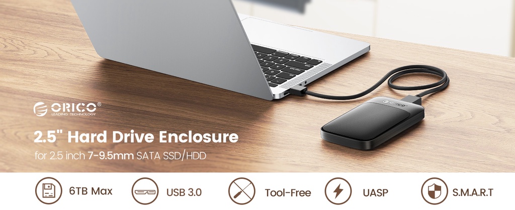 เกี่ยวกับ Orico กล่องฮาร์ดไดรฟ์ USB3.1 6Gbps HDD Enclosure SATA เป็น Type C HDD SSD รองรับ UASP สําหรับ SSD HDD 7-9.5 มม. 2.5 นิ้ว