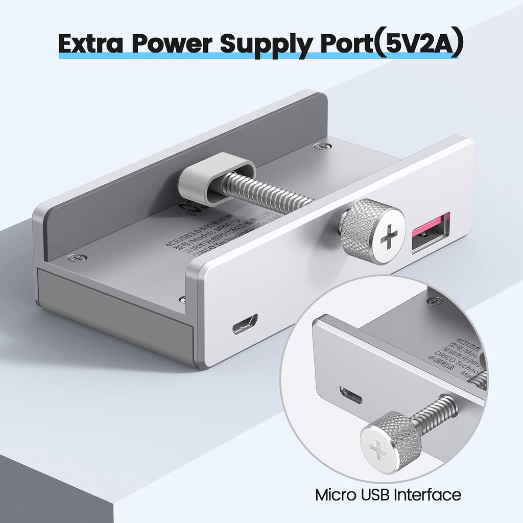 มุมมองเพิ่มเติมของสินค้า Orico อะแดปเตอร์ฮับ USB 3.0 อะลูมิเนียม 4 พอร์ต ความเร็วสูง 10-32 มม. สําหรับแล็ปท็อป เดสก์ท็อป (MH4PU)